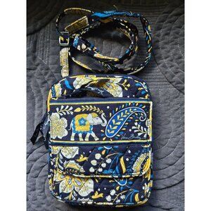 Vera Bradley Ellie Blue Elephant Pattern Small Hipster Crossbody Bag